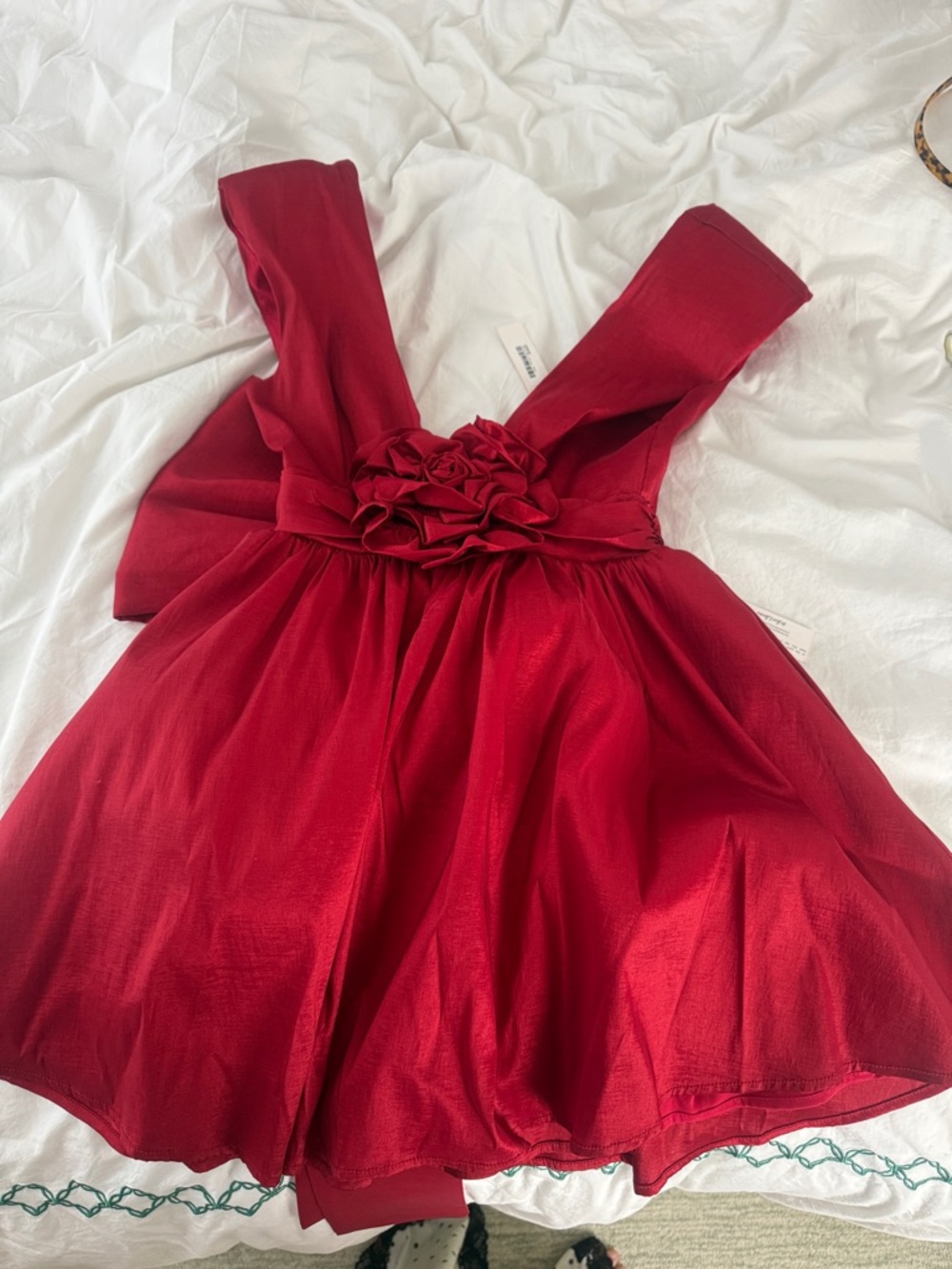 For Love And Lemons Crimson Rosette Fit-and-Flare Dress